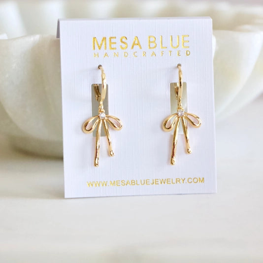 Mesa Blue Bow Huggie Earrings