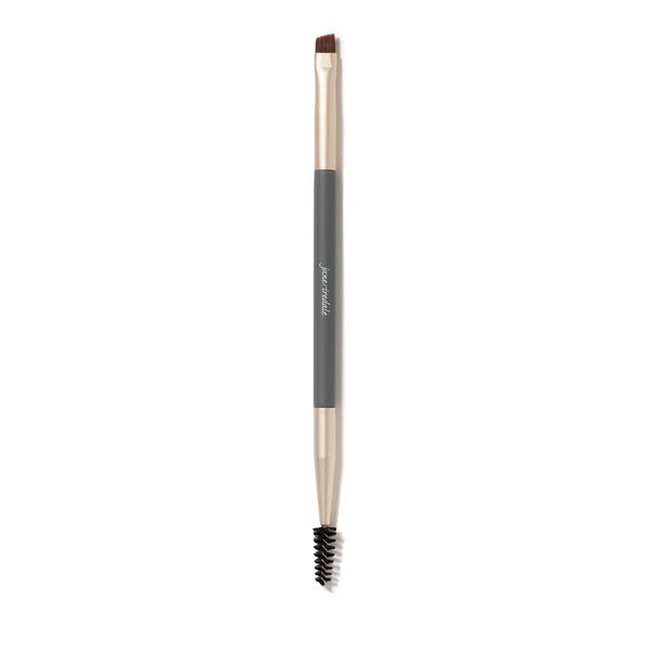 Jane Iredale's newly launched Eye/Brow Brush is a fan favorite - A dual-ended brush designed for precise application of eyebrow and eye makeup. One end features a fine angled brush for shaping and defining brows, while the other end has a spoolie brush for blending and grooming.