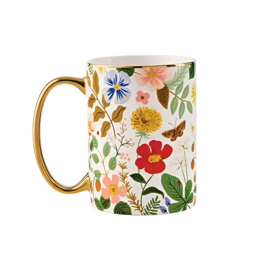 From Rifle Paper Co. Porcelain Mug – Elegant Floral Ceramic Coffee Cup with Gold Accents – Stylish & Durable Drinkware for Tea, Lattes & More. This makes a great gift, as well as it looks beautiful in a kitchen.