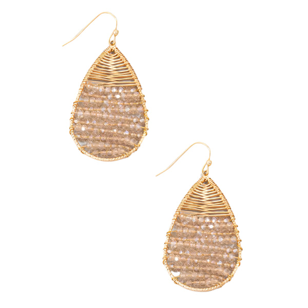 Faceted Beaded Tear Dangle Earrings – Elegant Teardrop Earrings with Sparkling Faceted Beads. This color featured is a beautiful champagne beaded. Lightweight Statement Jewelry for Special Occasions & Everyday Wear.