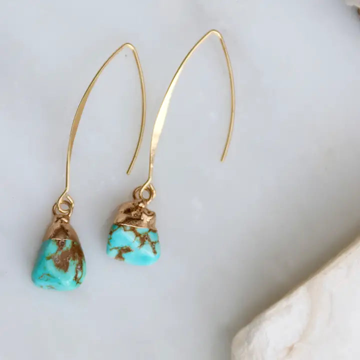 Mesa Blue Turquoise Nugget Drop Earrings