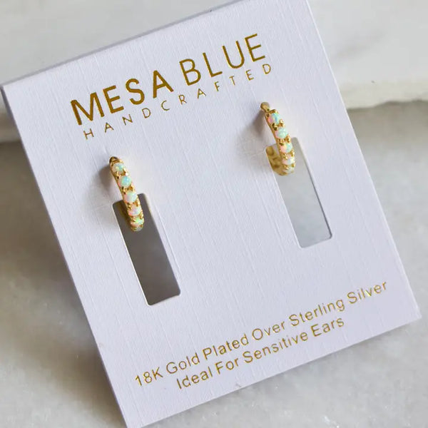 Mesa Blue Opal Huggie Hoop Earrings