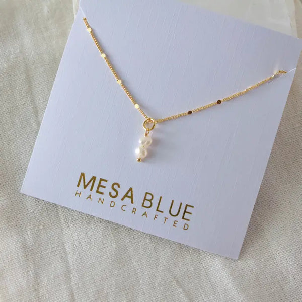 Mesa Blue Mini Pearl Drop Necklace