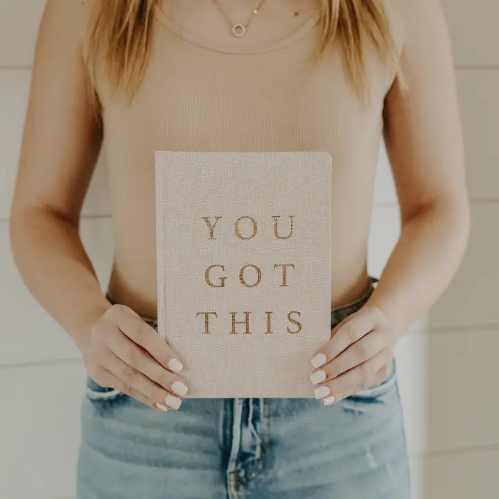 Sweet Water Decor You Got This - Tan and Gold Foil Fabric Journal