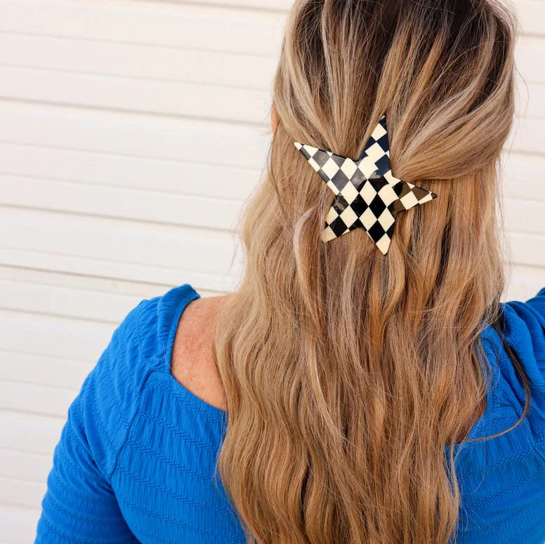 KAXI CHECKERED STAR XL BARRETTE