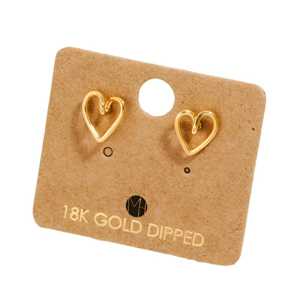 Wire Heart Stud Earrings