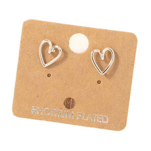 Wire Heart Stud Earrings