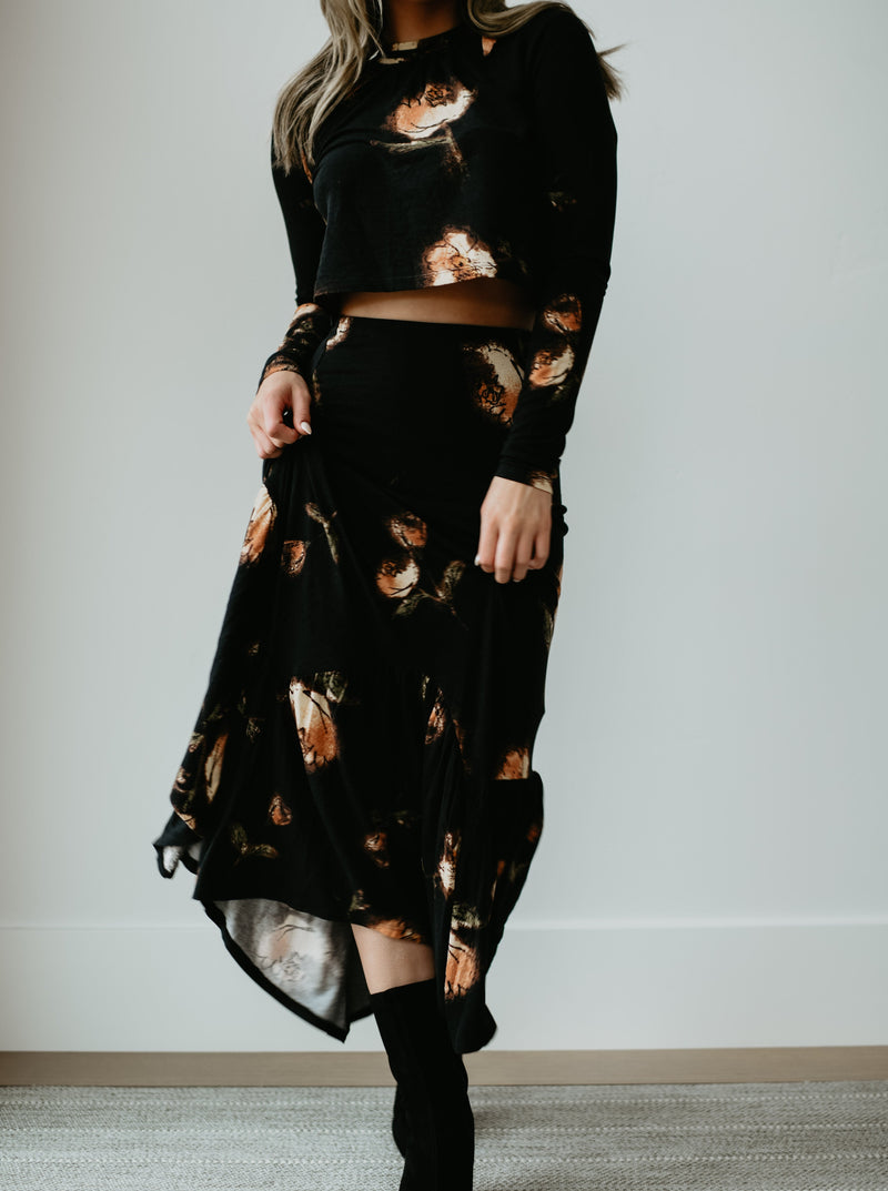 Sheer Black Lace Long Sleeve Two-piece Prom Dress - Xdressy