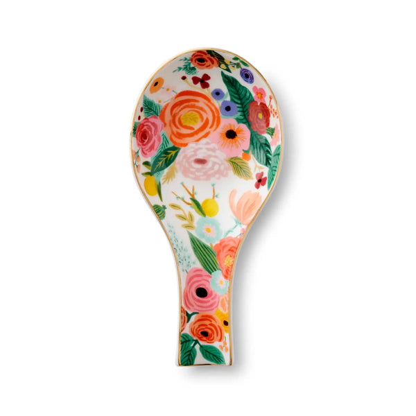 From Rifle Paper Co. Porcelain Spoon Rest. This is an Elegant Floral Ceramic Kitchen Accessory for Cooking & Baking – Durable, Easy-to-Clean Utensil Holder.