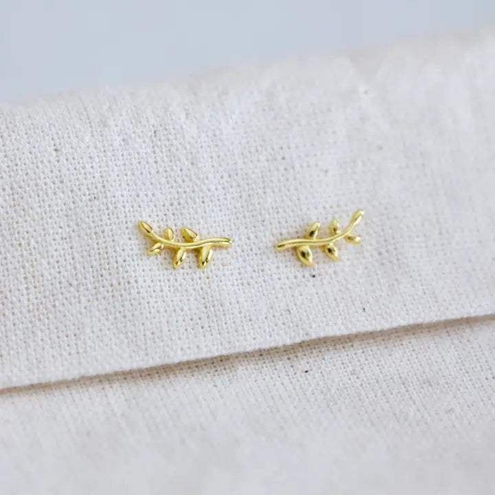 Mesa Blue Dainty Olive Branch Earrings -Hypoallergenic