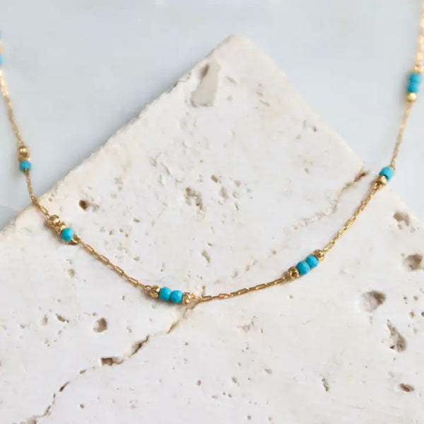 Mesa Blue Beaded Turquoise Chain Necklace