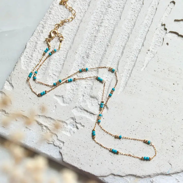 Mesa Blue Beaded Turquoise Chain Necklace