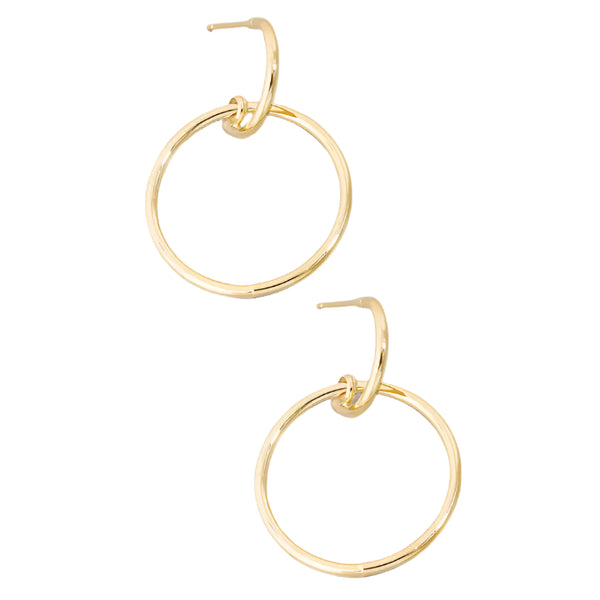 Gold plated Circle Cutout Drop Earrings – Minimalist Open Circle Statement Earrings. These are Lightweight, Modern, Hypoallergenic Jewelry for Everyday & Special Occasions. 