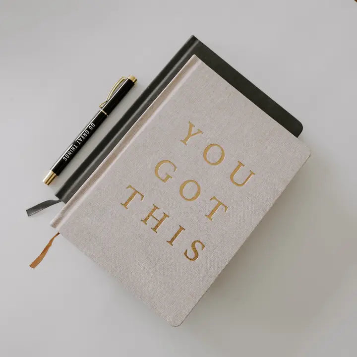 Sweet Water Decor You Got This - Tan and Gold Foil Fabric Journal