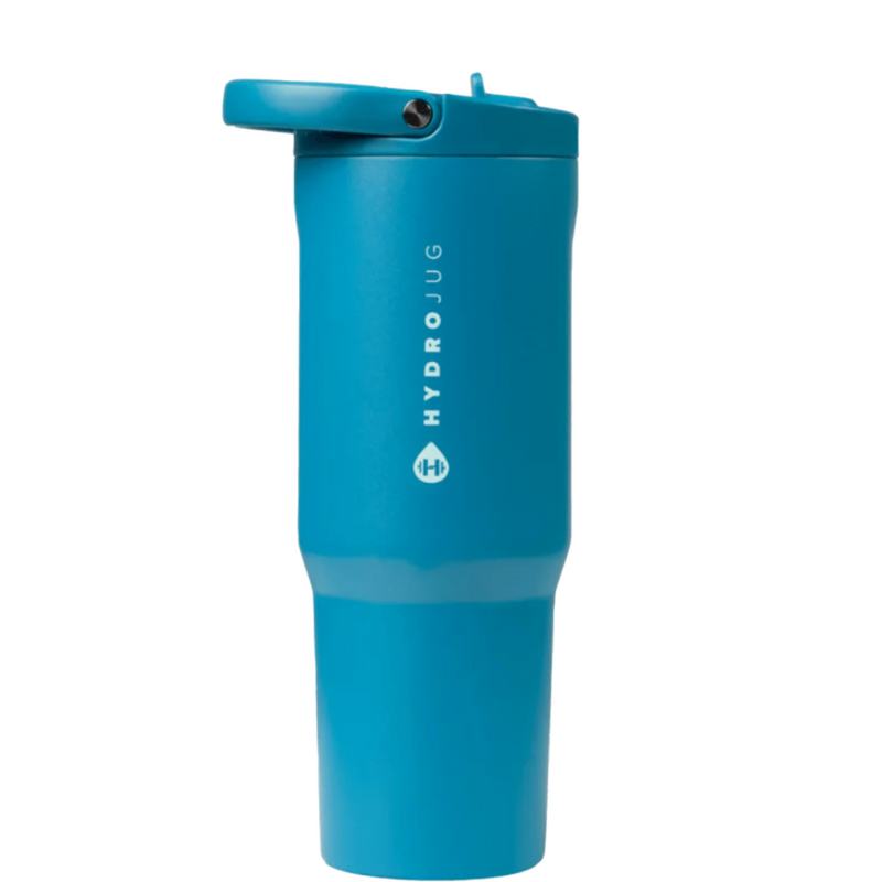 HydroJug Sport 32 oz Water Bottle, this is a Durable, BPA-free sports water bottle with an ergonomic design, leak-proof flip-top lid, and built-in straw for easy hydration on the go. Makes for an awesome gift idea for anyone who loves to move and be on the go. This comes in the color glacier. The perfect shade of blue, bold and fresh.