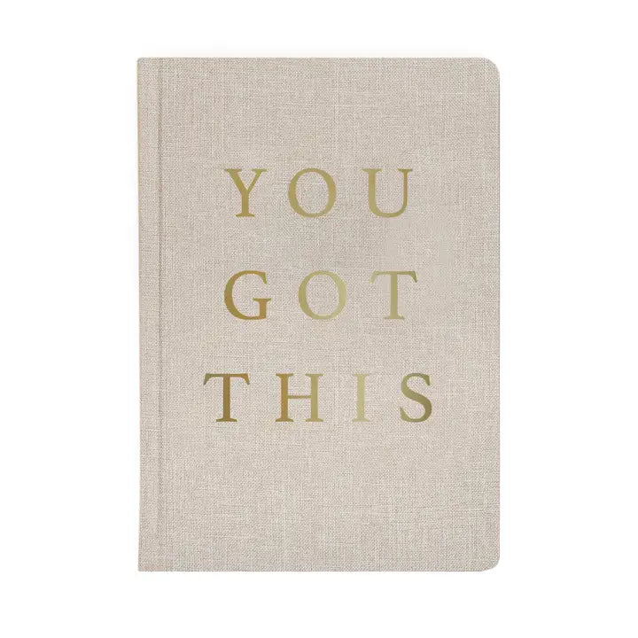 Empower your day with the 'You Got This' journal - tan fabric cover with luxurious gold foil accents. We love to pair this as a gift with a set of pens, to inspire, motivate, and reflect. Its a stylish, quality, and functional option for daily planning, writing, or self refection-to record the moments in life you don't want to forget. 